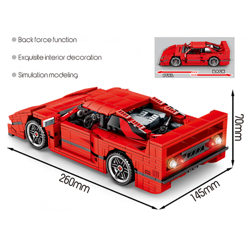 Sembo - Sport F40 Car Building Blocks - 811 Pcs - Red