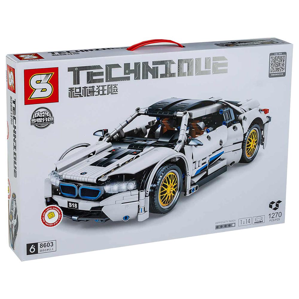 Sembo - Sport I8 Car Building Blocks - 1270 Pcs - White