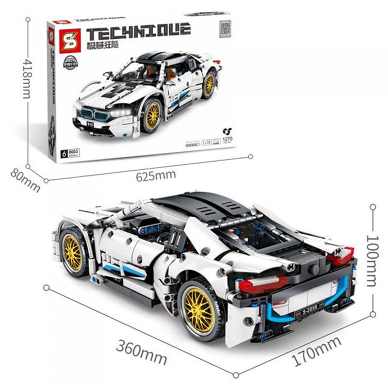 Sembo - Sport I8 Car Building Blocks - 1270 Pcs - White