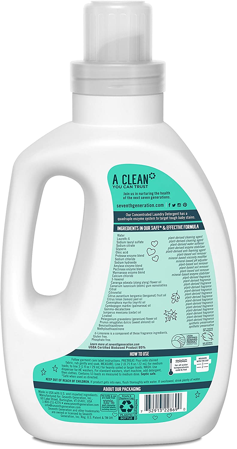 Seventh Generation - Liquid Laundry 40oz 4x Concentrated Free
