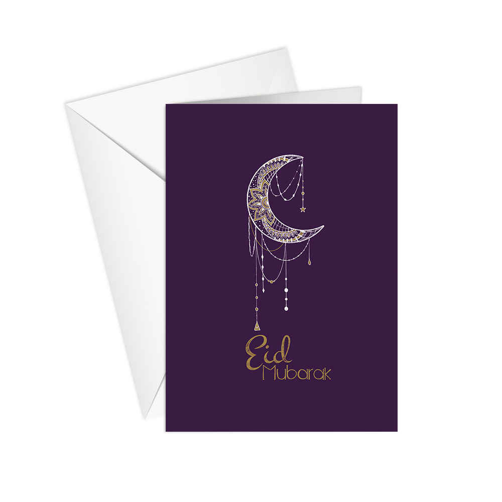 SharetheLove - Greeting Card Eid Mubarak - Purple Moon