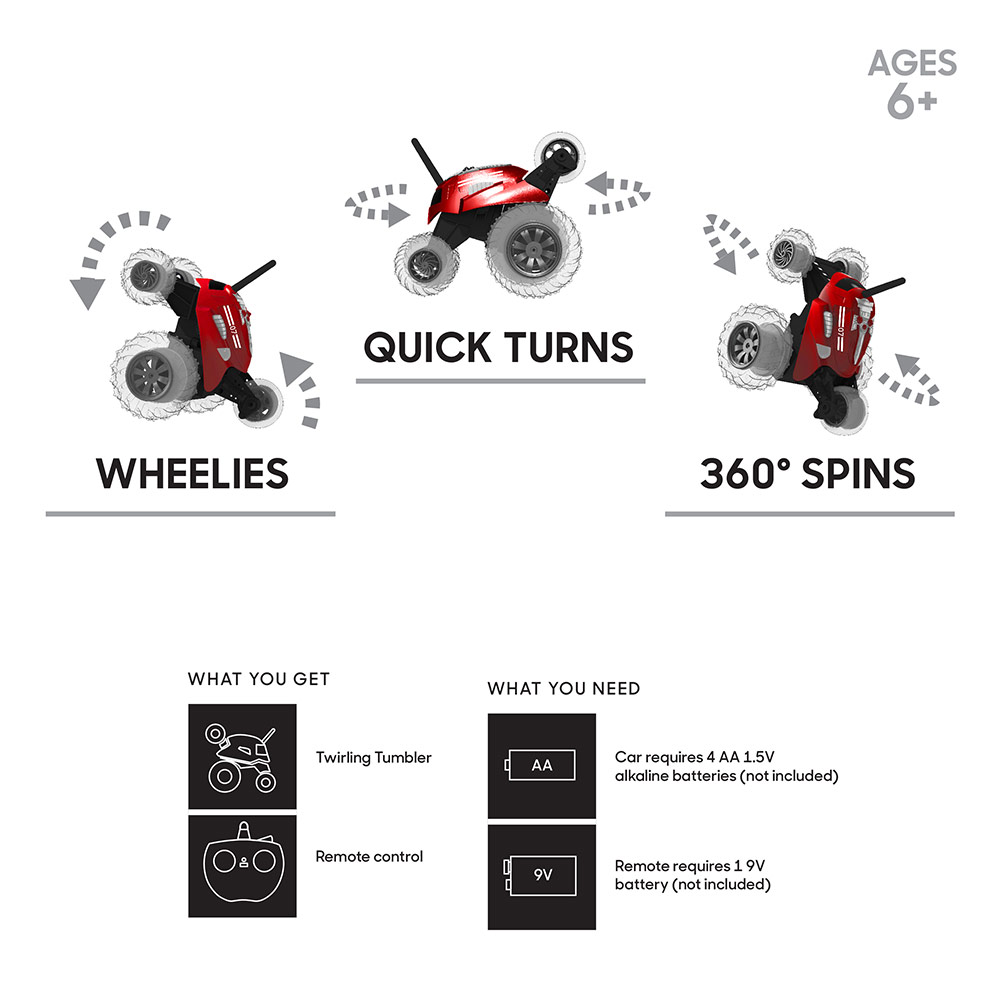 Sharper Image - Thunder Tumbler 360 Degrees Remote Control Spinning Car