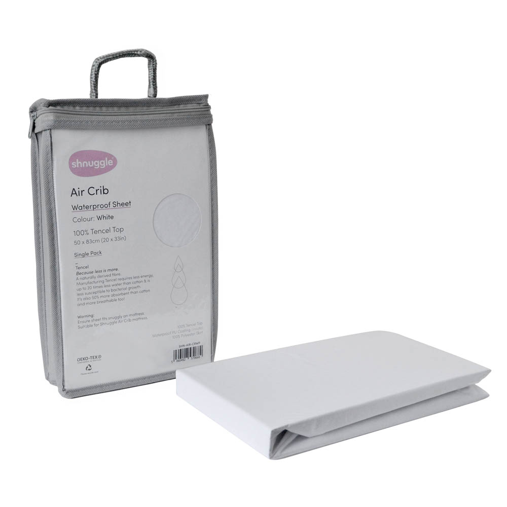 Shnuggle - Waterproof Sheets For Bedside Crib (LxH -83 cmx50 cm) - White