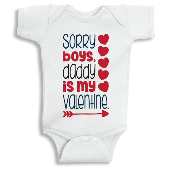 Twinkle Hands Sorry Boys daddy is my valentine Baby Onesie, Bodysuit, Romper