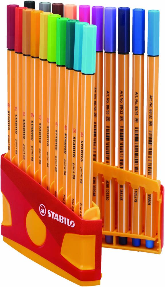 Stabilo - Fine Liner Point 88 Color Parade Of 20 Assorted Colours