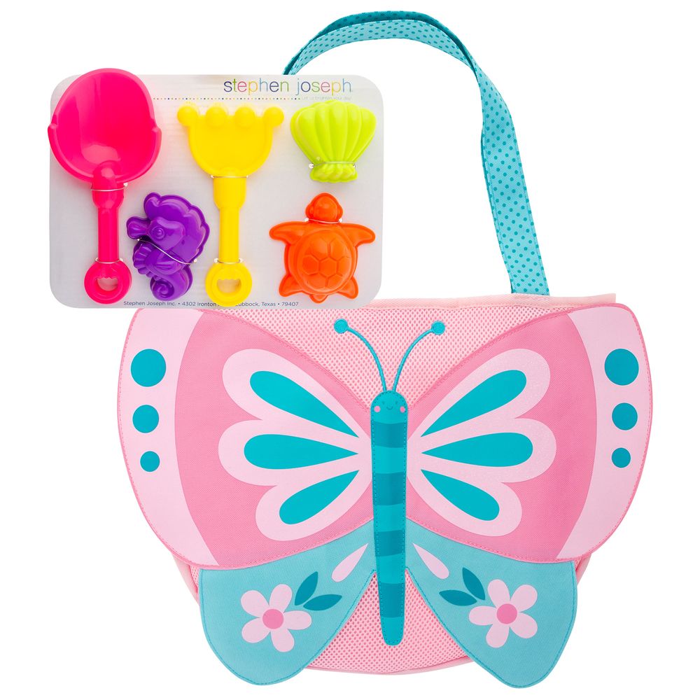 Stephen Joseph - Beach Tote with Sand Toy Playset - Butterfly