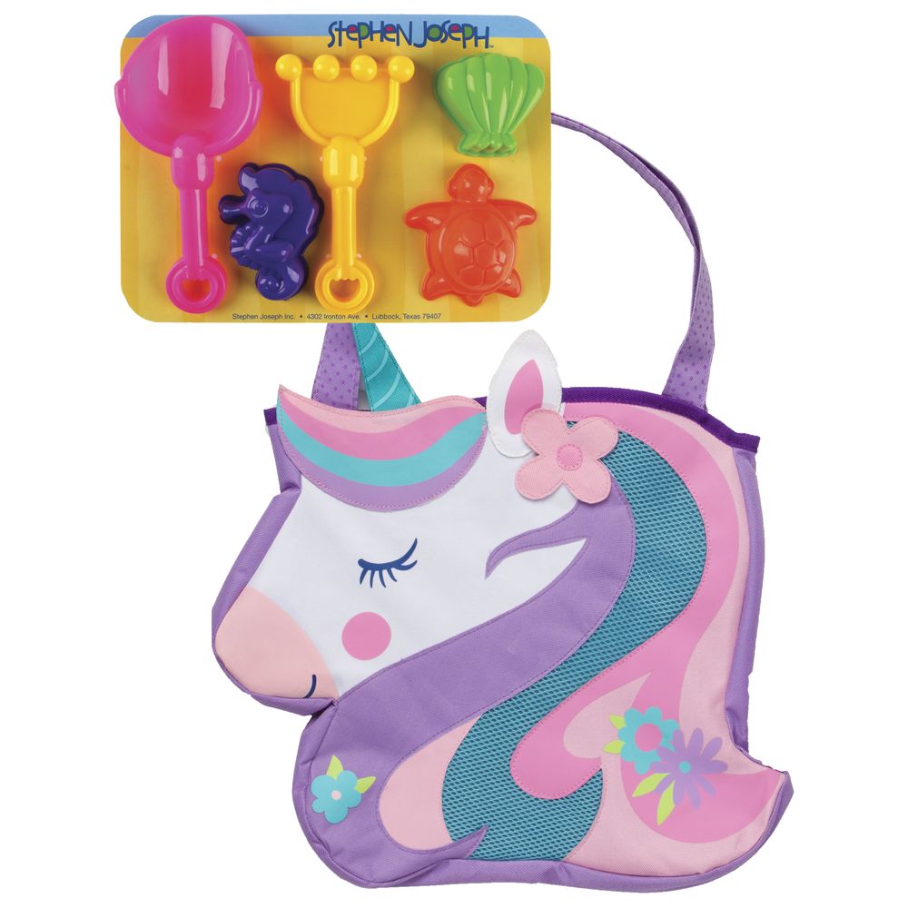Stephen Joseph - Beach Tote with Sand Toy Playset - Unicorn