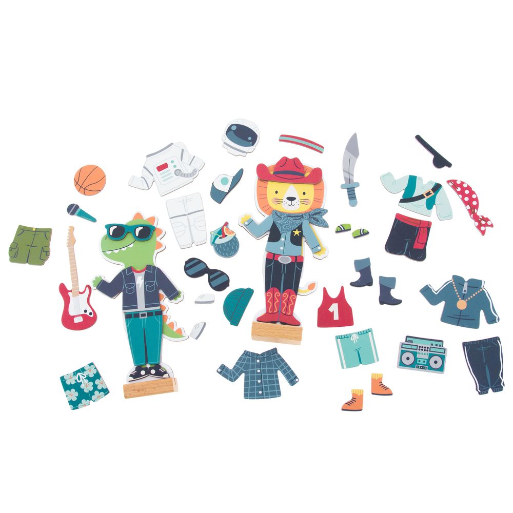 Stephen Joseph - Magnetic Dress Up Doll - Dino & Lion