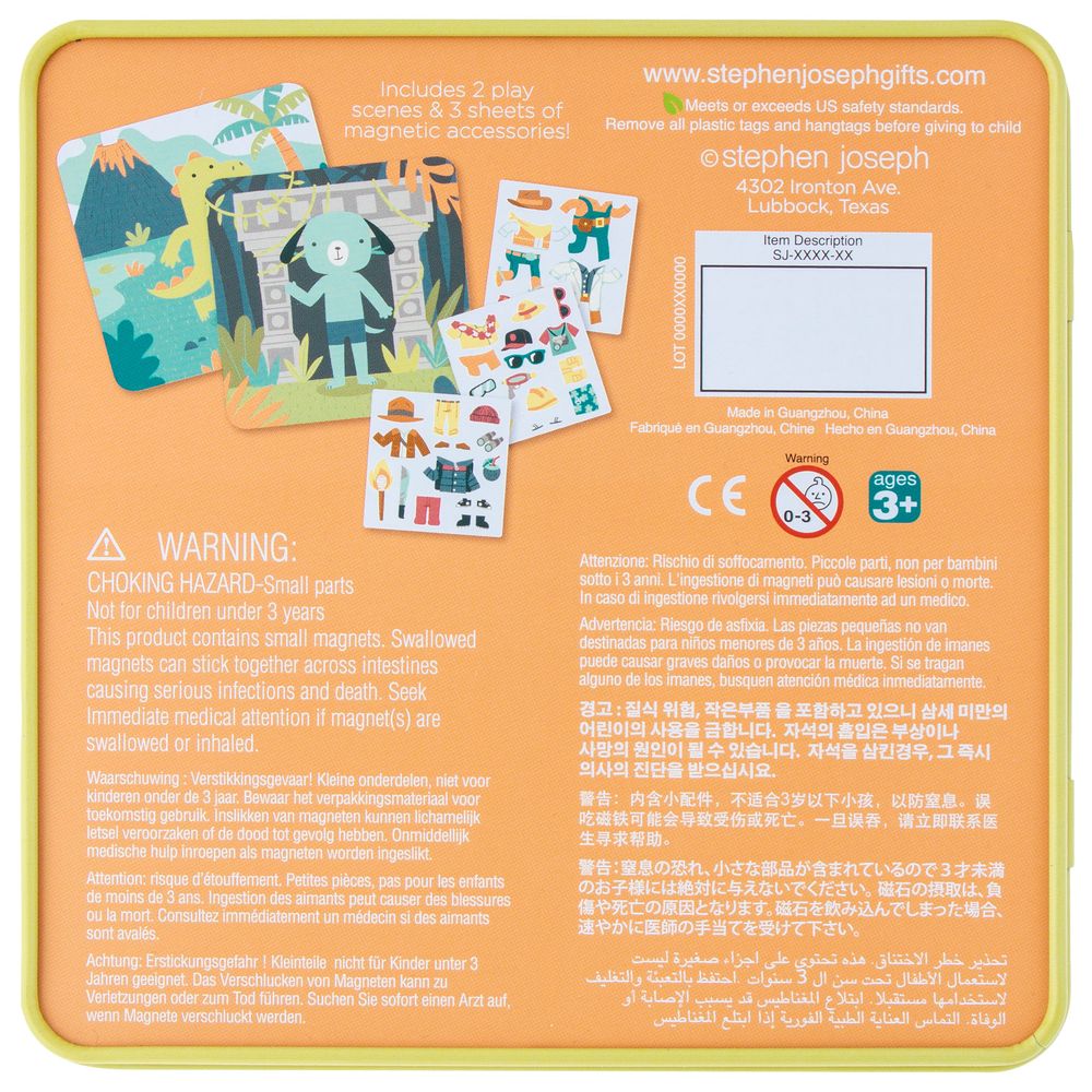 Stephen Joseph - Magnetic Dress Up Doll Travel Tin - Dino & Dog