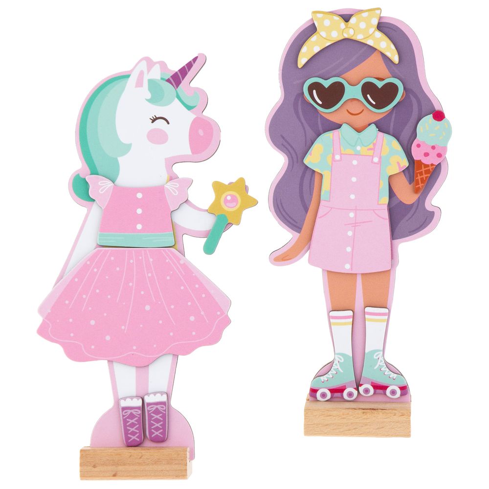 Stephen Joseph - Magnetic Dress Up Doll - Unicorn & Princess