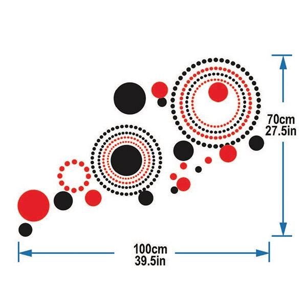 StickieArt Abstract Red And Black Circles Wall Decal - Medium - 50 x 70 cm