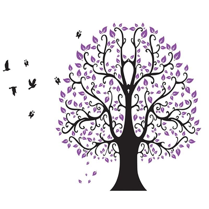 StickieArt Birds on a Purple Tree - Wall Decal - Large - 60 x 90 cm