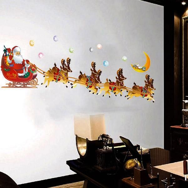 StickieArt Christmas Santa Claus With Deer Wall Decal - Medium - 50 x 70 cm