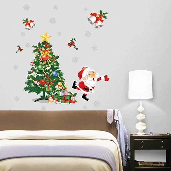 StickieArt Christmas Tree With Santa Claus Wall Decal - Medium - 50 x 70 cm
