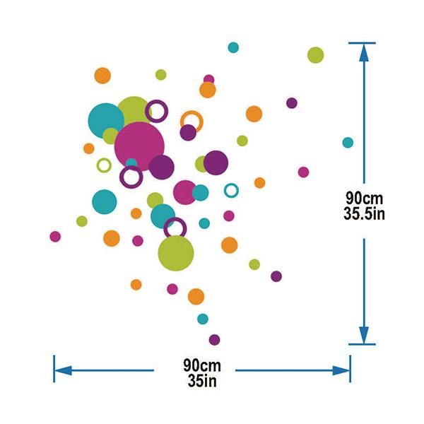 StickieArt Colorful Circles Wall Decal - Medium - 50 x 70 cm