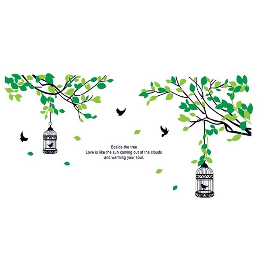 StickieArt Green Leaves Bird Cage - Wall Decal - Large - 60 x 90 cm