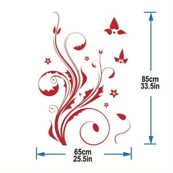 StickieArt Red Floral Pattern Wall Decal - Medium - 50 x 70 cm