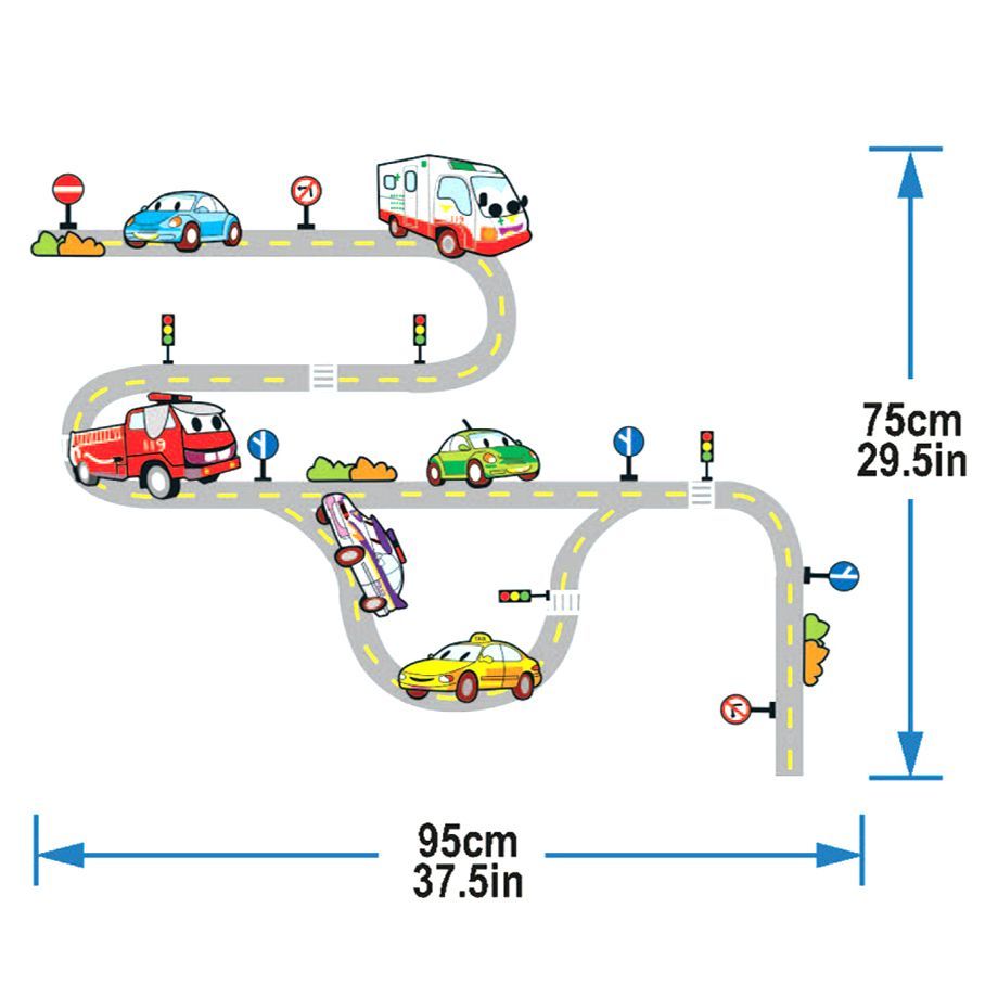 StickieArt Traffic On Road Wall Decal - Medium - 50 x 70 cm