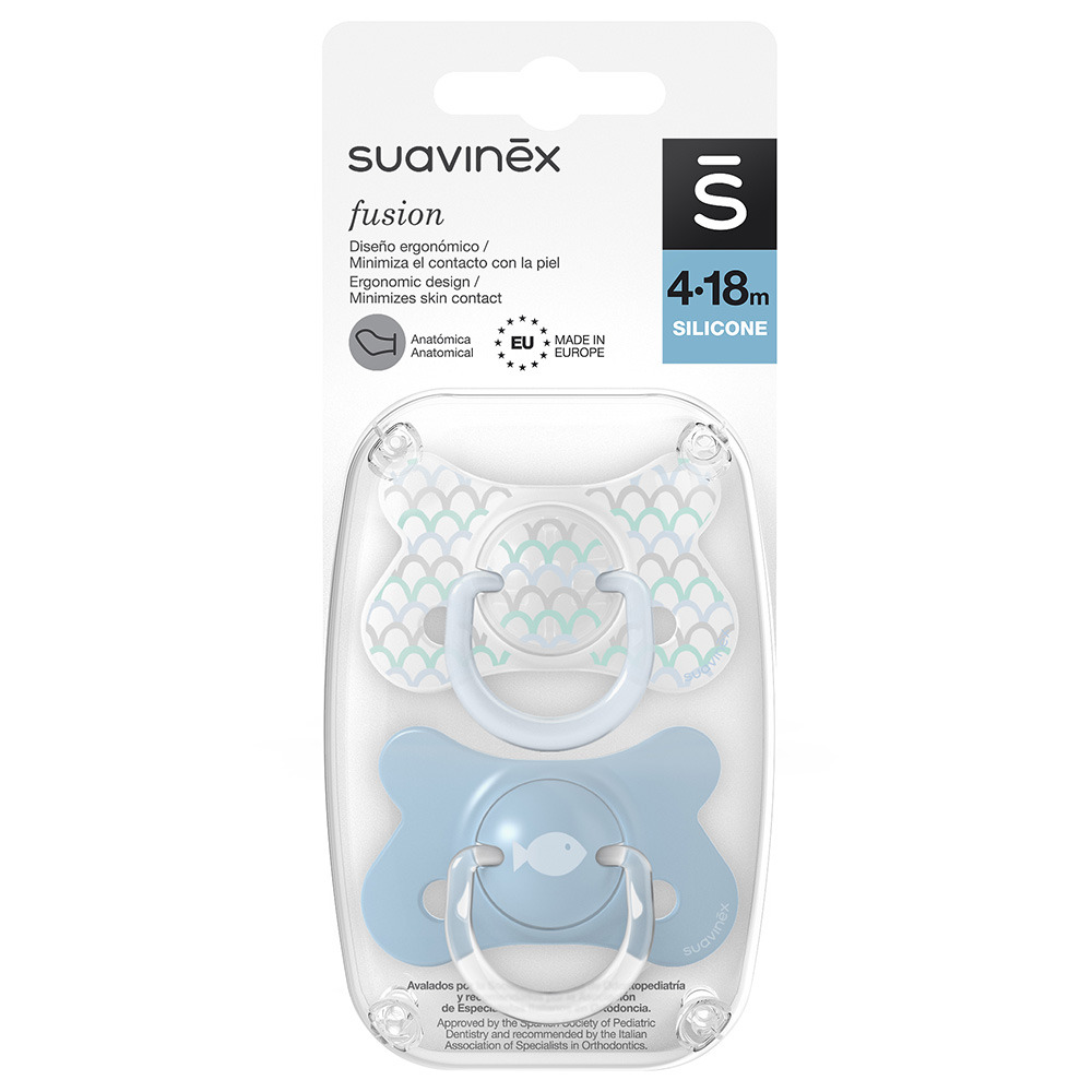 Suavinex - Memories Fusion Anatomical Soother - Pack of 2 - 4-18M - Blue