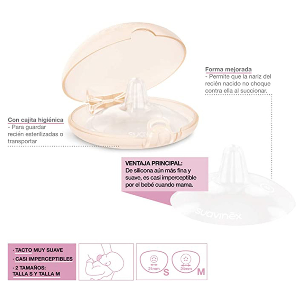 Suavinex - Nipple Shield Pack of 2 - Beige/Clear - Small