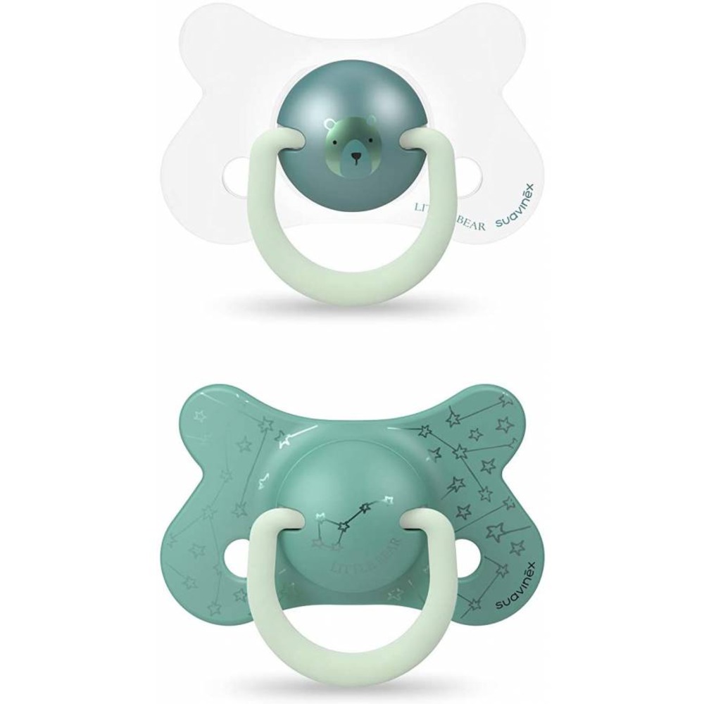 Suavinex - Silicone Night Soother - Pack of 2 - Bear