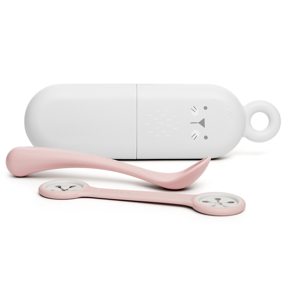 Suavinex - Spoon, Spoon Holder and Bib Clip - Pink