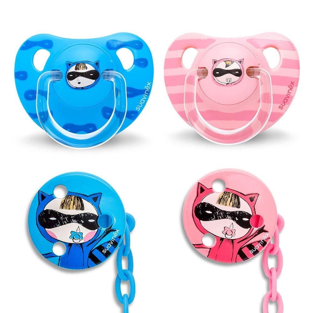 Suavinex Anatomical Soother Silicone 6-18m + Clip Petite Secret 1pc-set