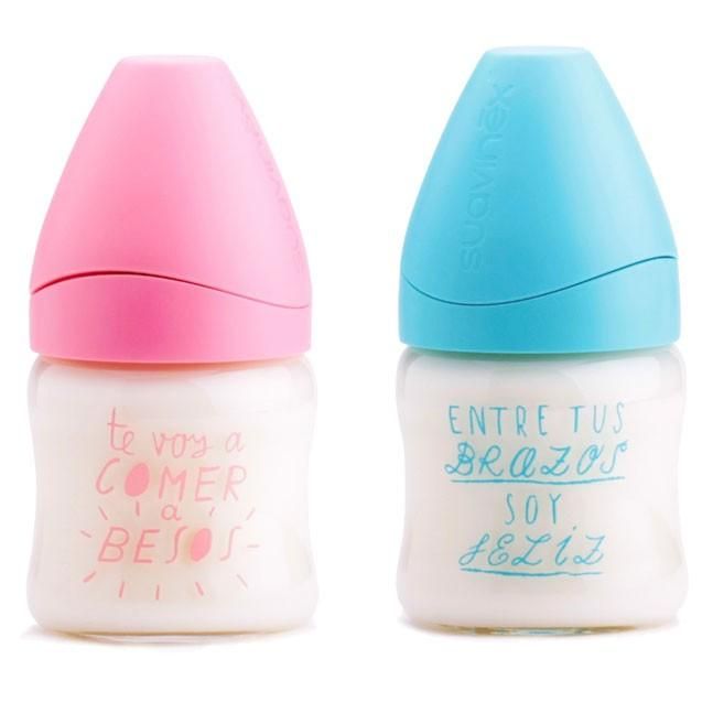 Suavinex - Glass Wide Neck Feeding Bottle 120ml W/Anatomical Teat Size1S 0-6m 1pc