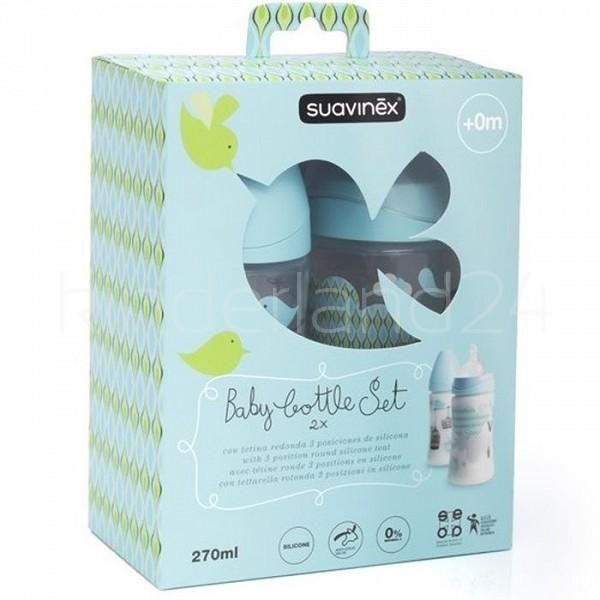 Suavinex - 3P Silicone Starter 3B Feeding Bottle Pack 270ml - Blue