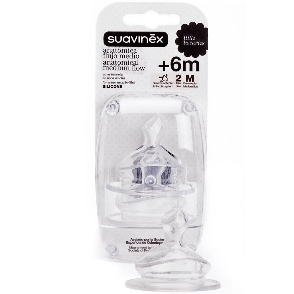 Suavinex - Wide Neck Anatomical Silicone Teat 6M+ - Medium Flow
