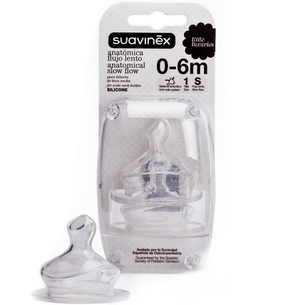 Suavinex - Wide Neck Anatomical Silicone Teat 0-6M - Slow Flow