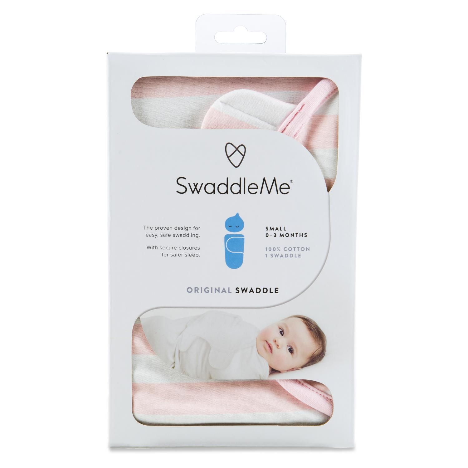 Summer Infant Large Original Swaddle - Pink/ White Stipe