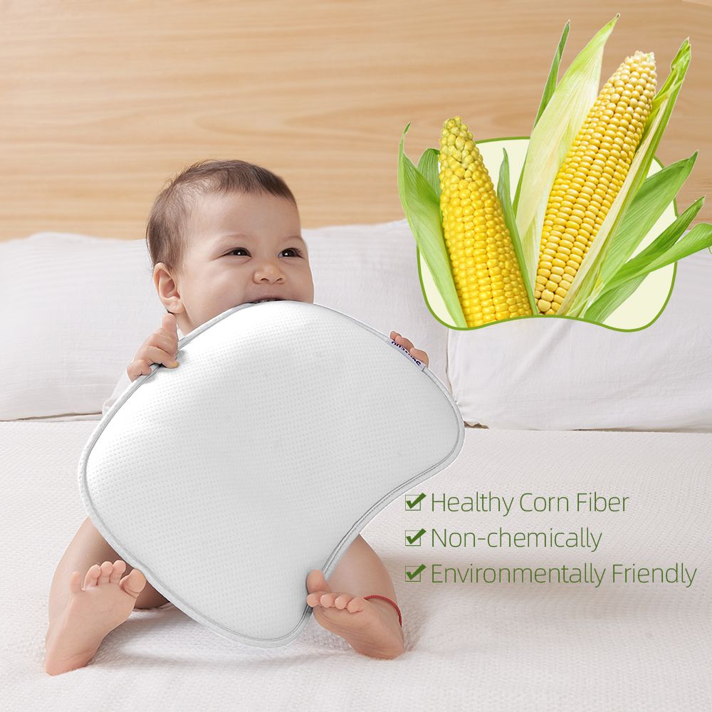 Sunveno Newborn DuPont Sorona Fiber Head Shaper Pillow, white, Ergonomic, Breathable, 0M+