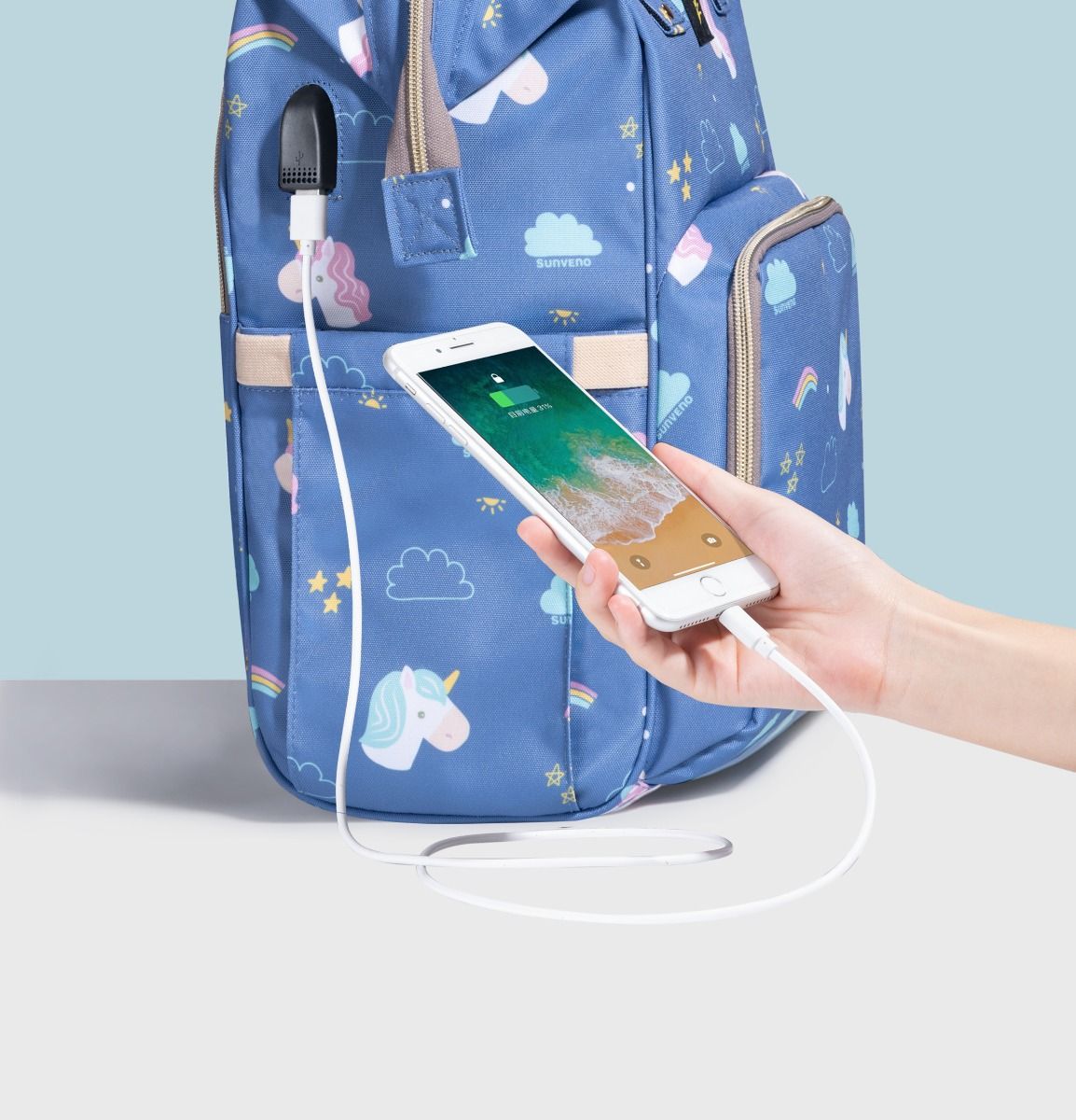 Sunveno - Diaper Travel Kit - Unicorn Blue