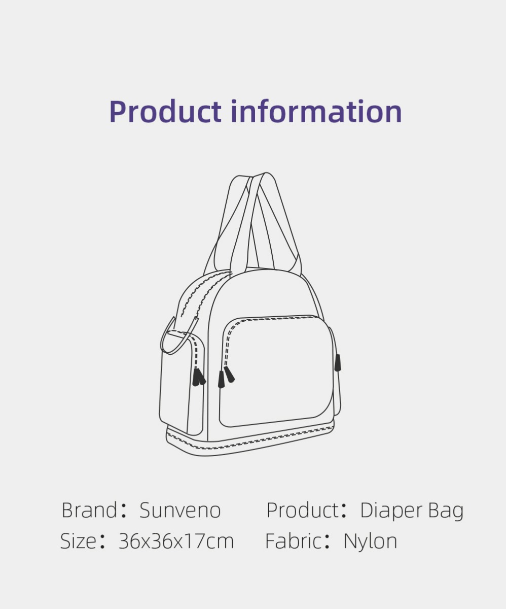 Sunveno - Signature Maternity Diaper Bag w/Stroller Hooks - Grey
