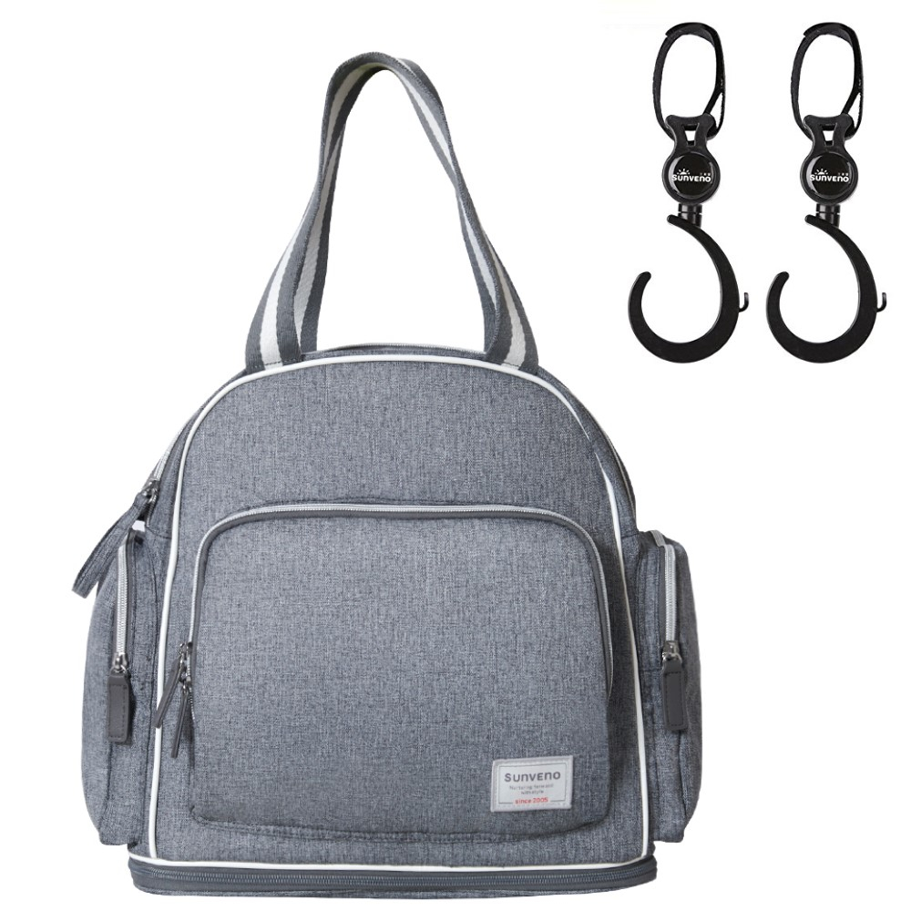 Sunveno - Signature Maternity Diaper Bag w/Stroller Hooks - Grey