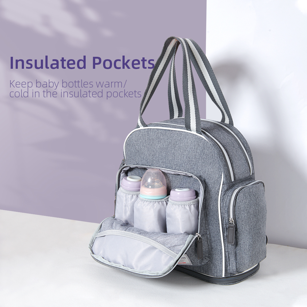 Sunveno - Signature Maternity Diaper Bag w/Stroller Hooks - Grey