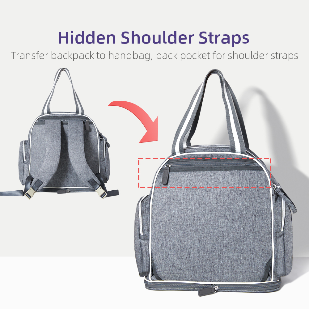 Sunveno - Signature Maternity Diaper Bag w/Stroller Hooks - Grey