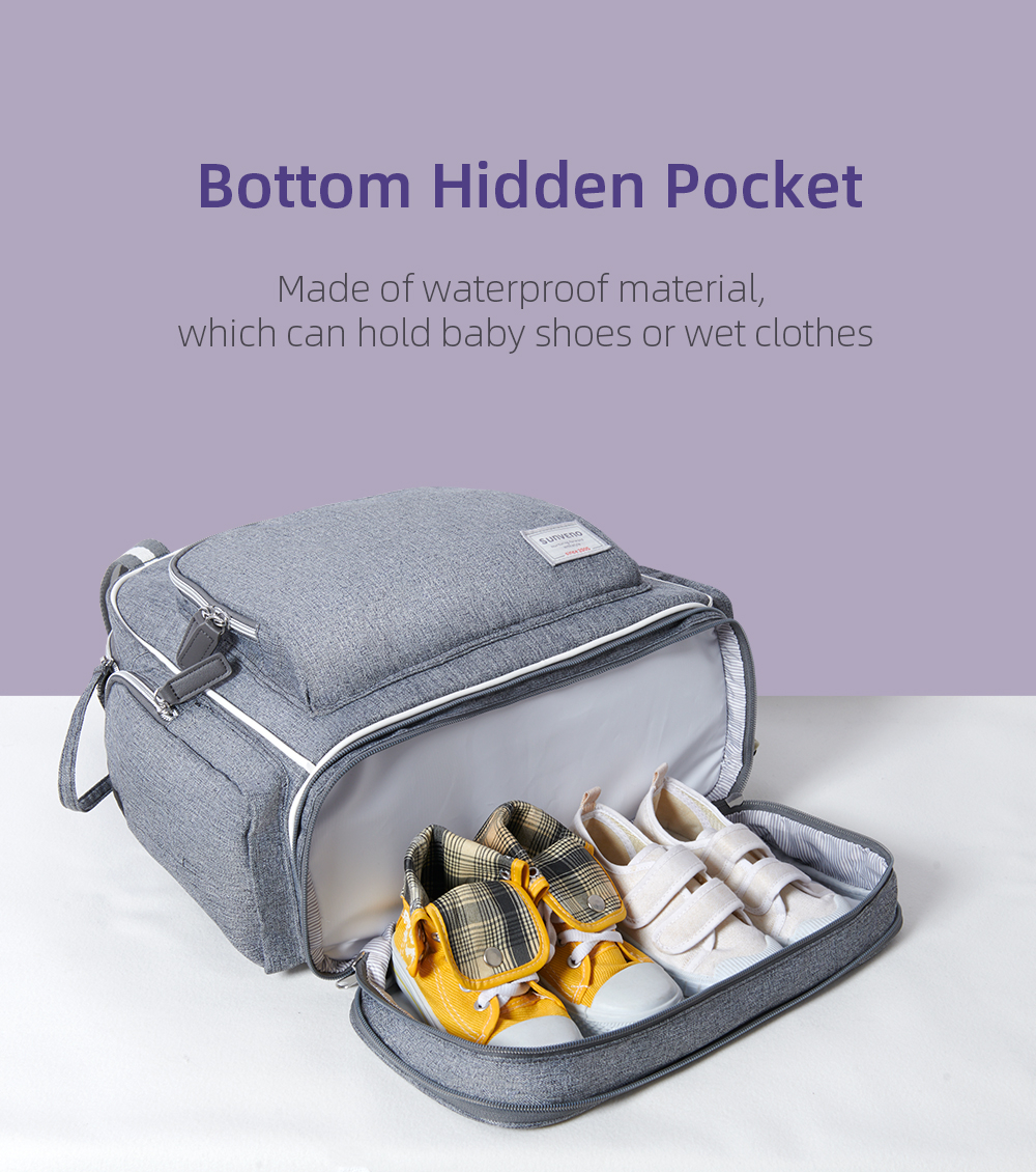 Sunveno - Signature Maternity Diaper Bag w/Stroller Hooks - Grey
