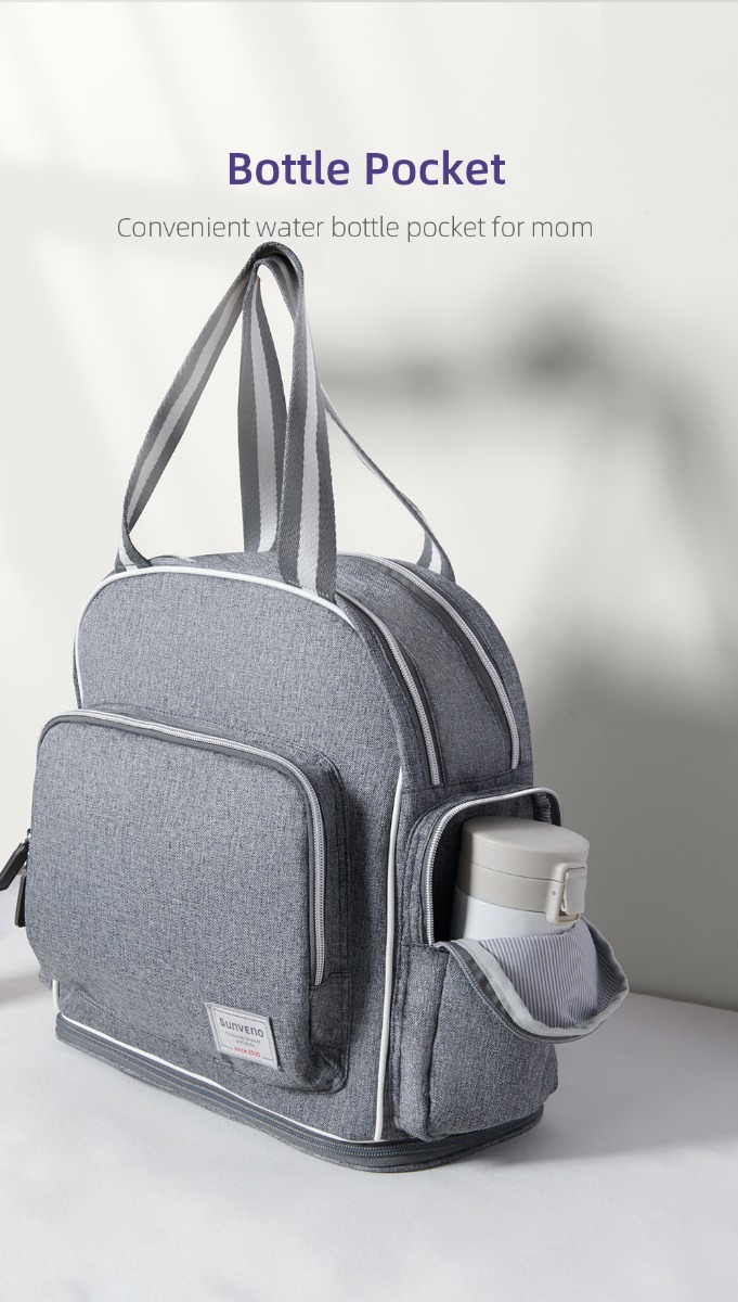 Sunveno - Signature Maternity Diaper Bag w/Stroller Hooks - Grey