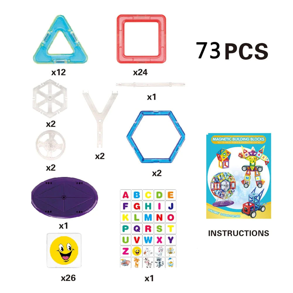 Super Kids - Fluorescent Magnetic Building Block Set - 73pcs