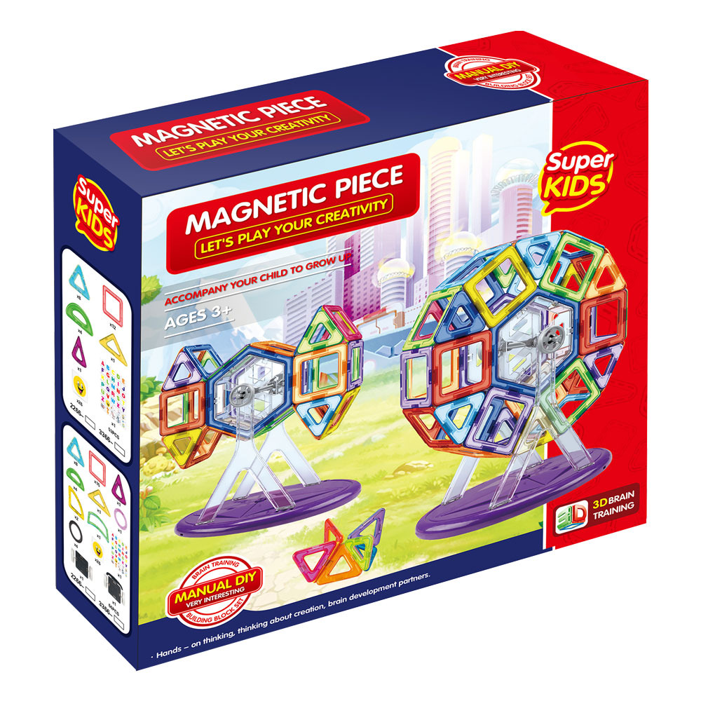 Super Kids - Solid Color Magnetic Chip Building Block Set - 83pcs