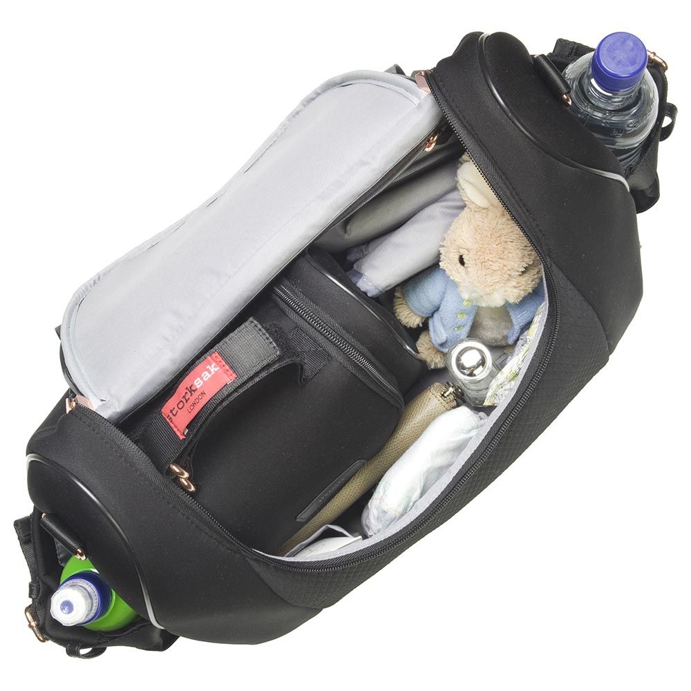 Storksak - Poppy Luxe Diaper Bag - Black Scuba
