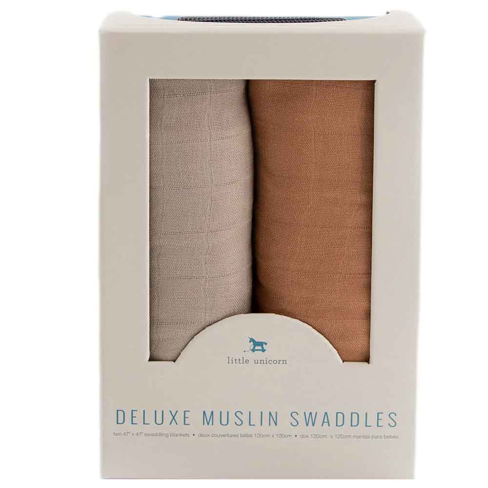 Little Unicorn Deluxe Muslin Swaddle 2 Pack Set Caramel
