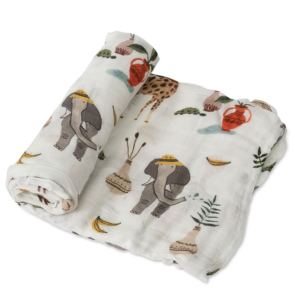 Little Unicorn Deluxe Muslin Single Swaddle Safari Social