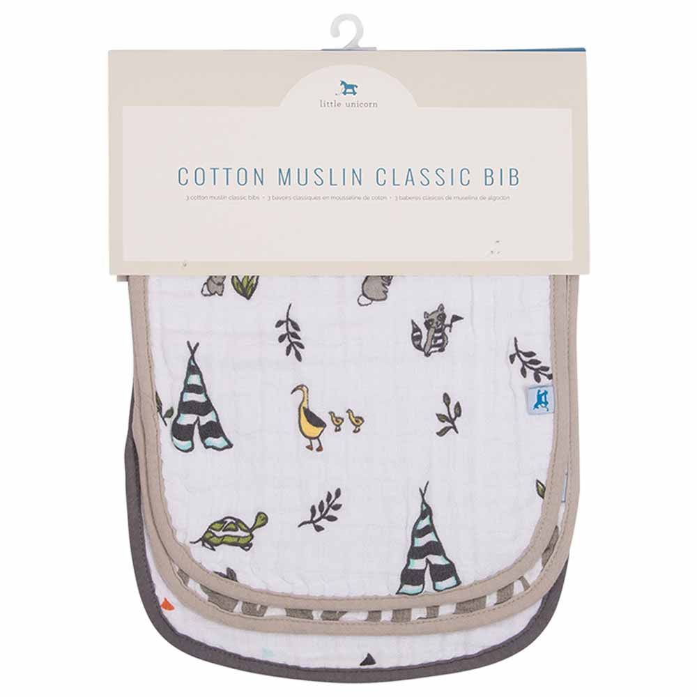 Little Unicorn Forest Friends Cotton Muslin Classic Bib Set - 3pcs