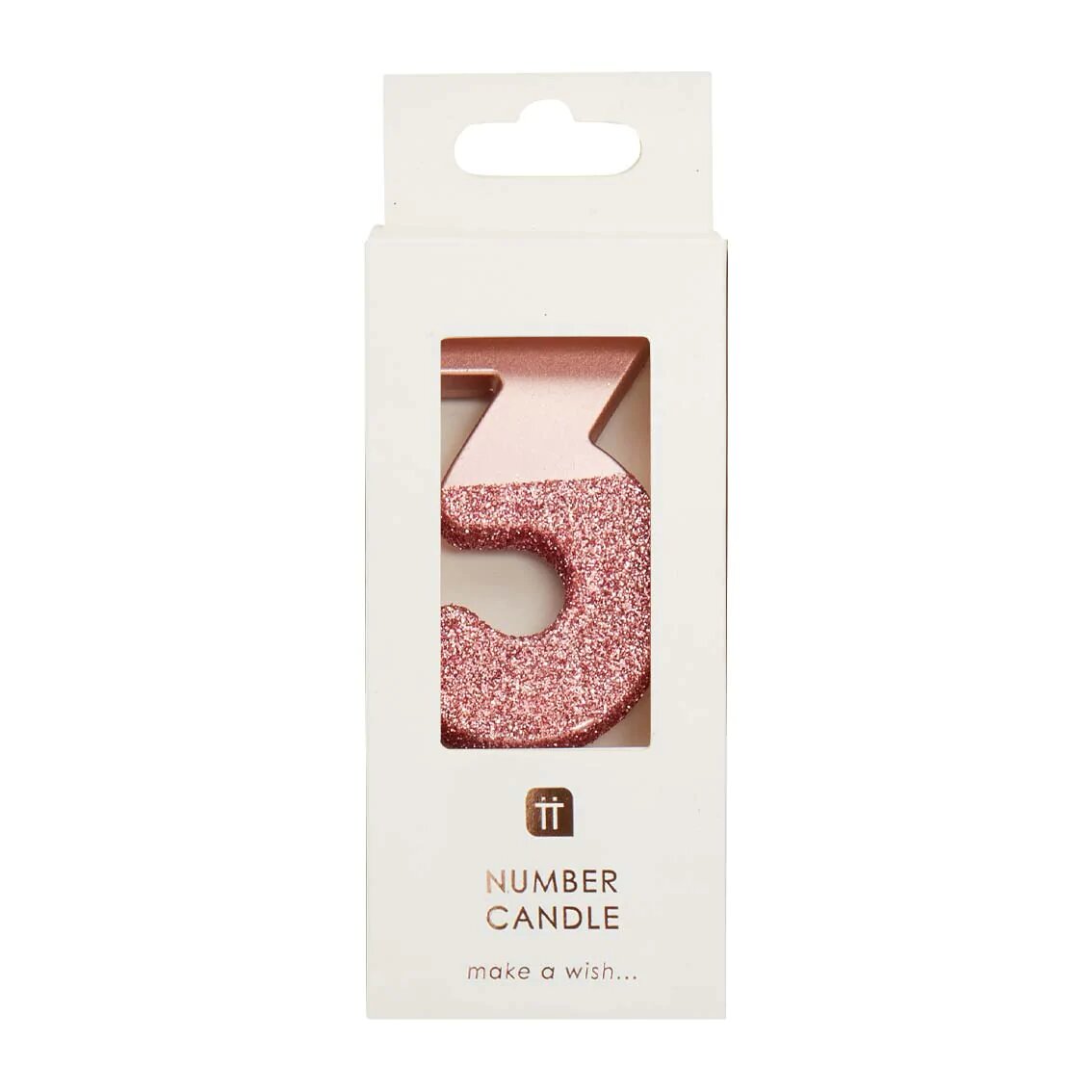 Talking Tables - Rose Gold Glitter Number Candle 3