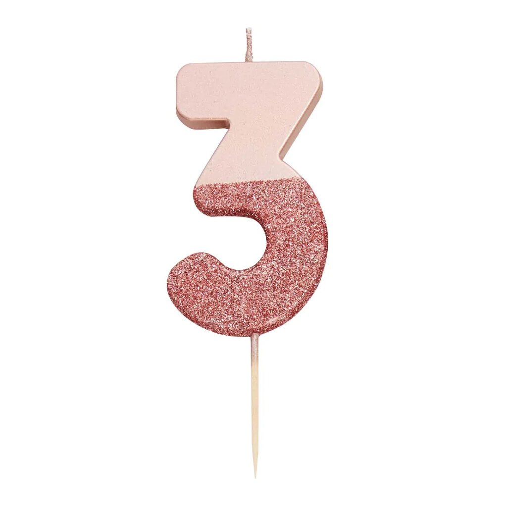 Talking Tables - Rose Gold Glitter Number Candle 3