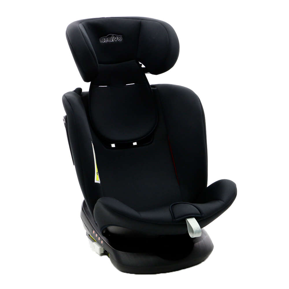 ASALVO Tutto Fix 360 ISOFIX Child Car Seat Groups 0/1/2/3 to 36kg, 9-Pos Adjustable Headrest, Removable Cover - Black