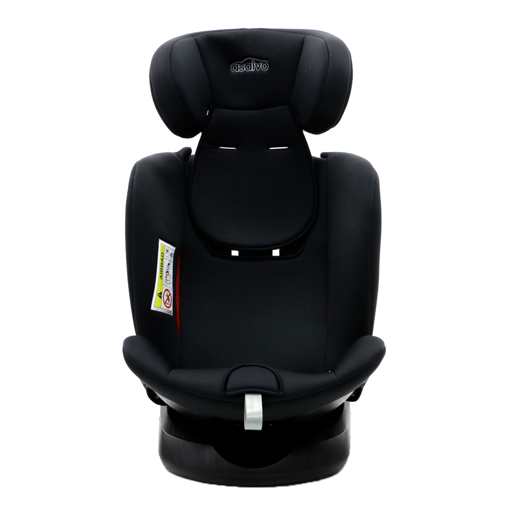 ASALVO Tutto Fix 360 ISOFIX Child Car Seat Groups 0/1/2/3 to 36kg, 9-Pos Adjustable Headrest, Removable Cover - Black